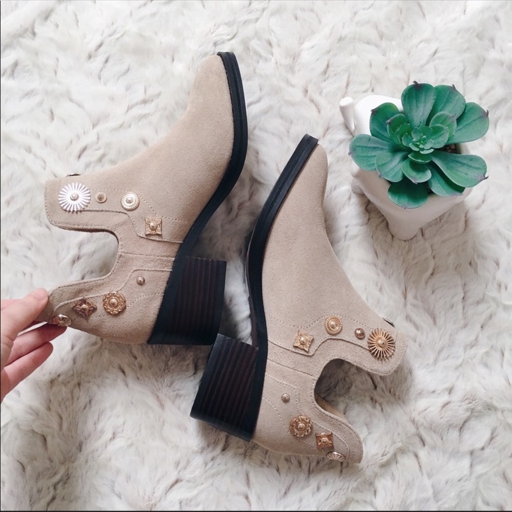 Suede Embellished Ankle Booties